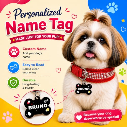 Image of Customized Dog Neck Belt Collar with Name ID Tag, Soft Fur Padded Dog Collar | for 36-45 Kilograms Dogs (XL, RED)