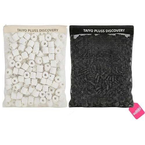 Image of Taiyo Pluss Discovery Filter Media Combo - 750 g Ceramic Rings + 750 g Activated Carbon with Free NET Bags | 2 in 1 Bio & Chemical Filtration for Crystal Clear Aquarium Water & Healthy Fish Tank