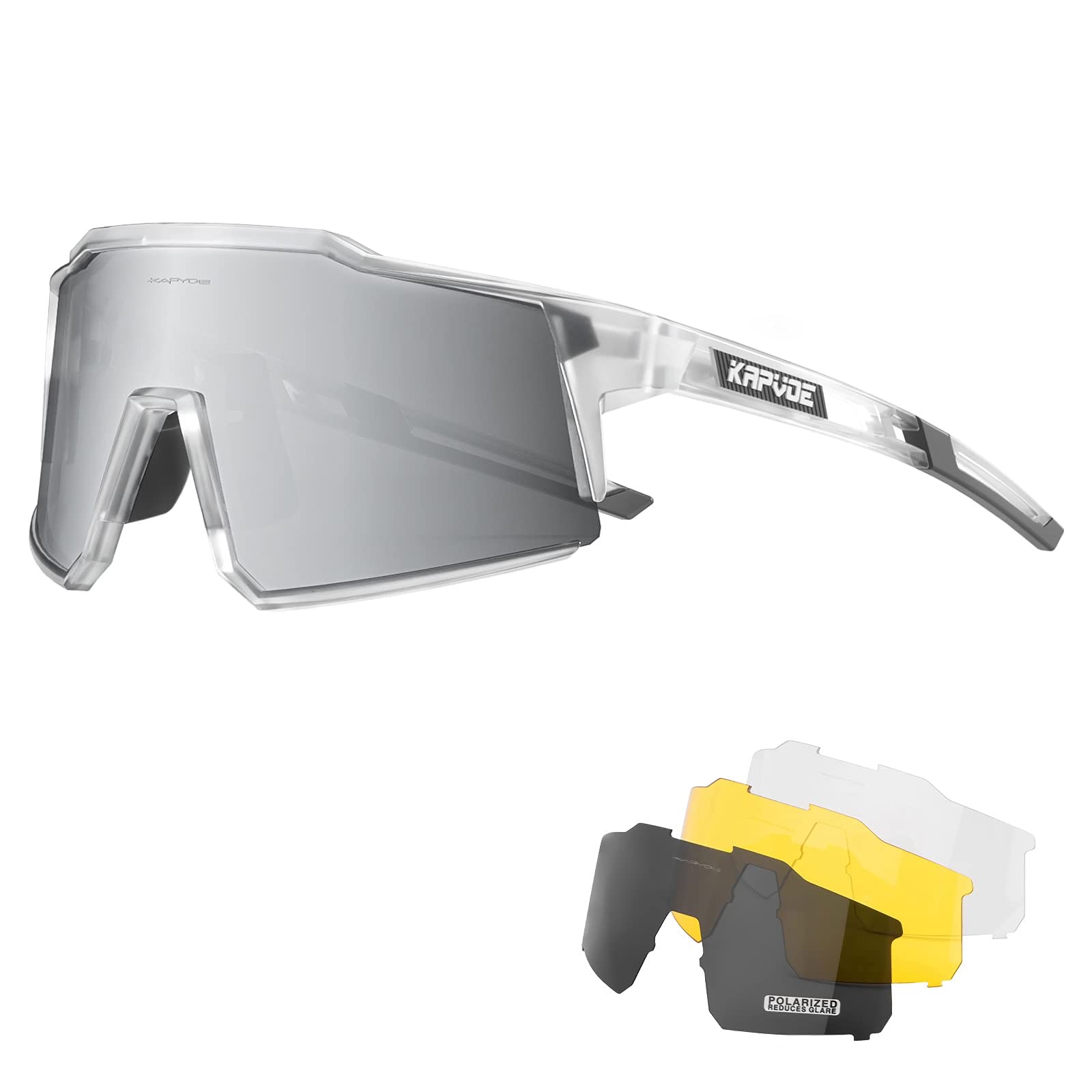 KAPVOE Gafas de Ciclismo Polarizadas con 4 Lentes Intercambiables TR90 Gafas de Sol Deportivas Mujeres Hombres Running
