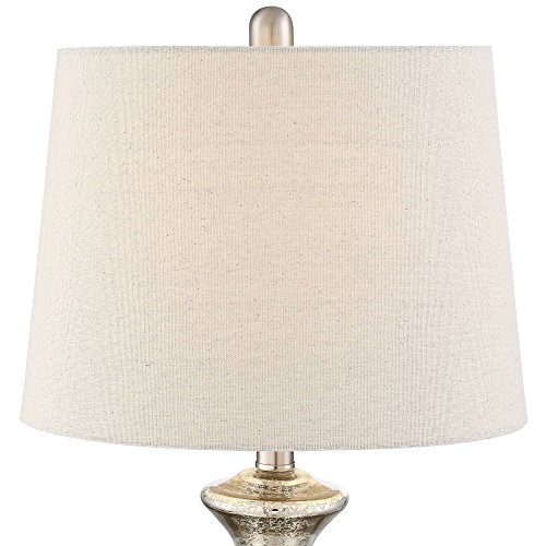 360 Lighting Albert Modern Table Lamp 24 3/4" High Mercury Glass Silver Gourd Oatmeal Tapered Drum Shade Decor For Bedroom Living Room House Home Bedside Nightstand Office Kids Family #TOP2