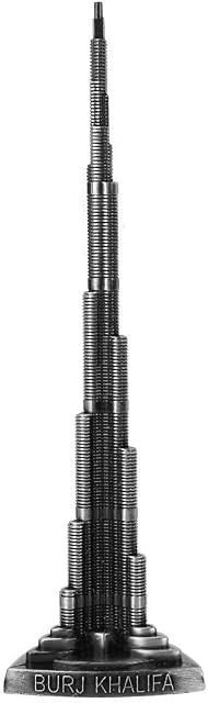 Tower Ornaments, 7.1in Height Burj Khalifa Tower Model Miniature Dubai Tower Alloy Model Ornament Arts Craft Office Home Desktop Decor