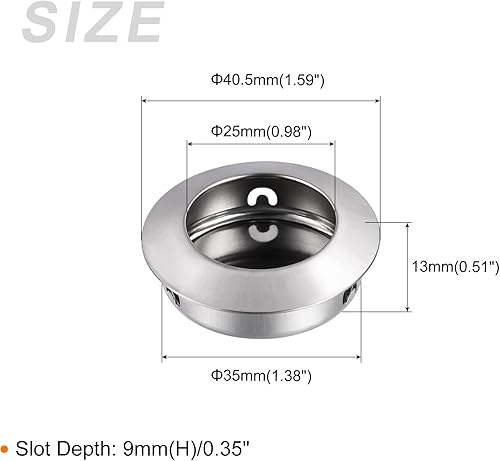 Miniatura 2 de METALLIXITY Tiradores de puerta de armario (1.38 pulgadas), 22 unidades, tiradores circulares de acero inoxidable para puerta corrediza de cajones,