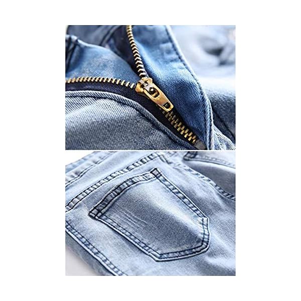 Big Boy's Slim Moto Biker Skinny Ripped Distressed Stretch Fashion Fit Denim Jeans 14 Light Blue, Light Blue - Image 5