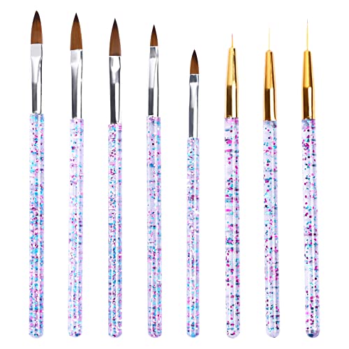 joyan 8 Stück Acryl Nägel Pinsel, Gel Nagel Pinsel, Acryl Pinsel für Nägel, Nagelpinsel Acryl, Nagelpinsel für gel…