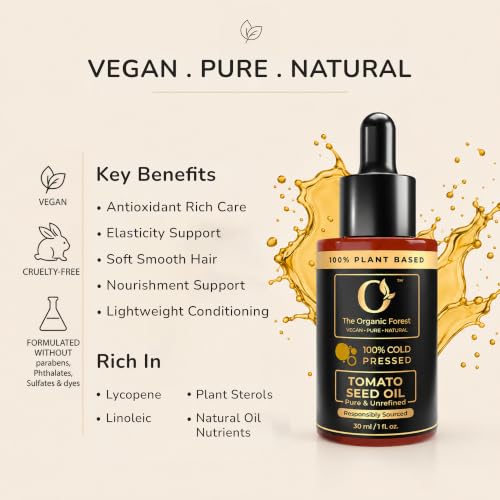 Image of Pure Tomato Seed Oil for Face | Cold Pressed | Helps Balance Oily-Looking Skin | 30ml