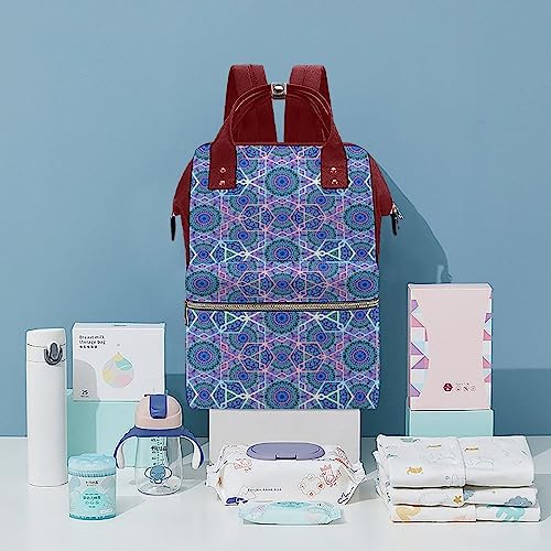 Traditional-Arabic-Geometric-Pattern-Diaper-Bag-Portable-Backpack-Mommy-Bag-Travel-Shoulder-Daypack-for-Outdoor-Working-Beach