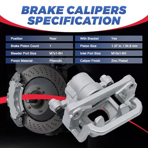 Image of 19B2780 19B2781 Rear Disc Brake Calipers Compatible with 2002-2018 Altima | 2PCS Rear Driver & Passenger Side Calipers with Bracket Compatible with 02-18 Nissan Altima, 2003-08 & 2019-22 Nissan Maxima