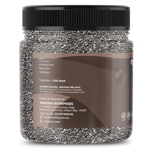 Image of NUTRI BASKET Premium Chia Seeds 2kg | Raw & Non-GMO Chia Seeds for Eating | Rich in Fiber, Protein, Calcium & Omega 3 | Healthy Superfood for Smoothies, Salads, Baking & Diet Food