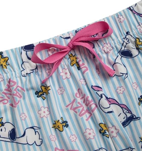 Image of COCO BRANDS Peanuts Snoopy Womens Pajama Set - 2 Piece Short Sleeve Button Down Sleep Shirt and Pajama Shorts