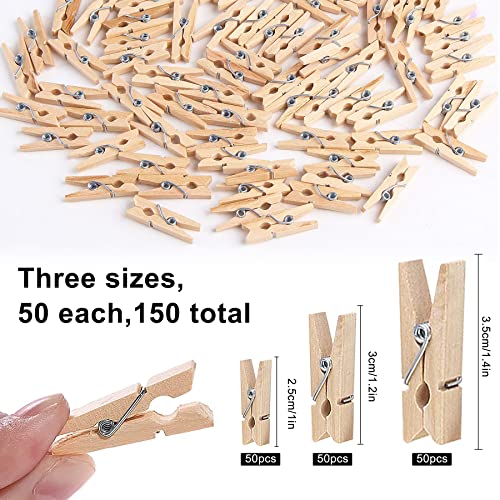 150 Pcs Small Wooden Clothes Pegs Mini Tiny Decorative Photo Pegs 2.5/3/3.5 cm LaundryClips for Hanging Photos Pictures - Image 2