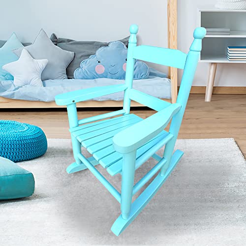 Kids Rocking Chair, Toddler Rocking Chair, Children’s Rocking Chair Porch Rocker Chair with Classic Rocker and Hardwood Construction, for Nursery, Indoor, Outdoor, Living Rooms, Bedrooms (Blue)