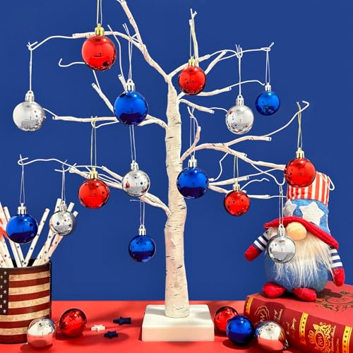 Fourth of July Decorations for Home 24 PCS, 4th of July Ball Ornament Accessories for Tree...