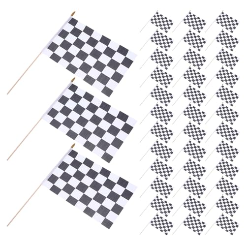 Banderas de carreras a cuadros blanco y negro Mipcase con mango 35cm 2