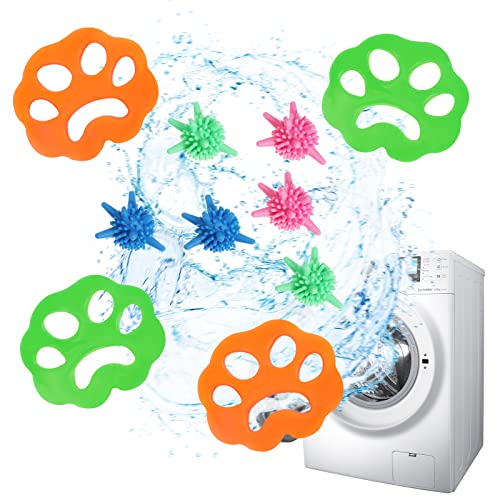 Pwsap 12 stycken djurhårborttagare tvättmaskin, tvättbollar, återanvändbart djurhår, tvättmaskin, luddtass för tvättmaskin hårfångare tvättmaskin, tar bort päls i torktumlare