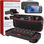 Digicharge Carrying Case for Nintendo Switch 2 & Accessories – 2 x Screen Protectors - Hard Carry Cover Portable Protective Travel Shell Pouch for Nintendo Switch 2 (2025) 24 Game Storage - Black