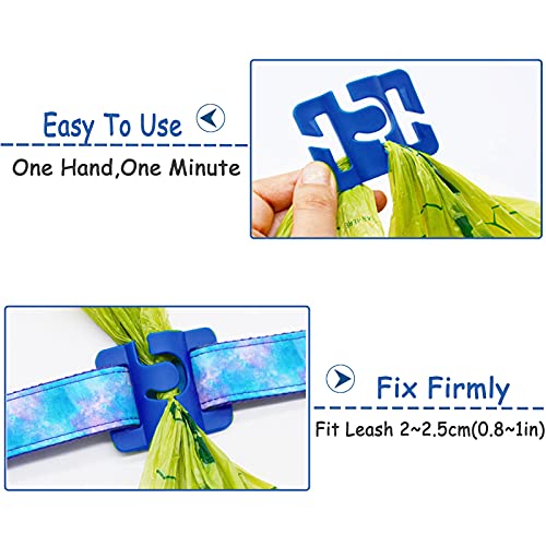 Image of Hands-Free Dog Poop Bag Holder for Basic Dog Leash Used Doggie Poop Bags Carrier for Flat Leash(2 Count,Blue)