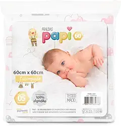 Fralda de Pano Tecido Duplo Rosa 60x60Cm Kit com 05 Un Papi Linha Premium M5 Armarinhos (Menina)
