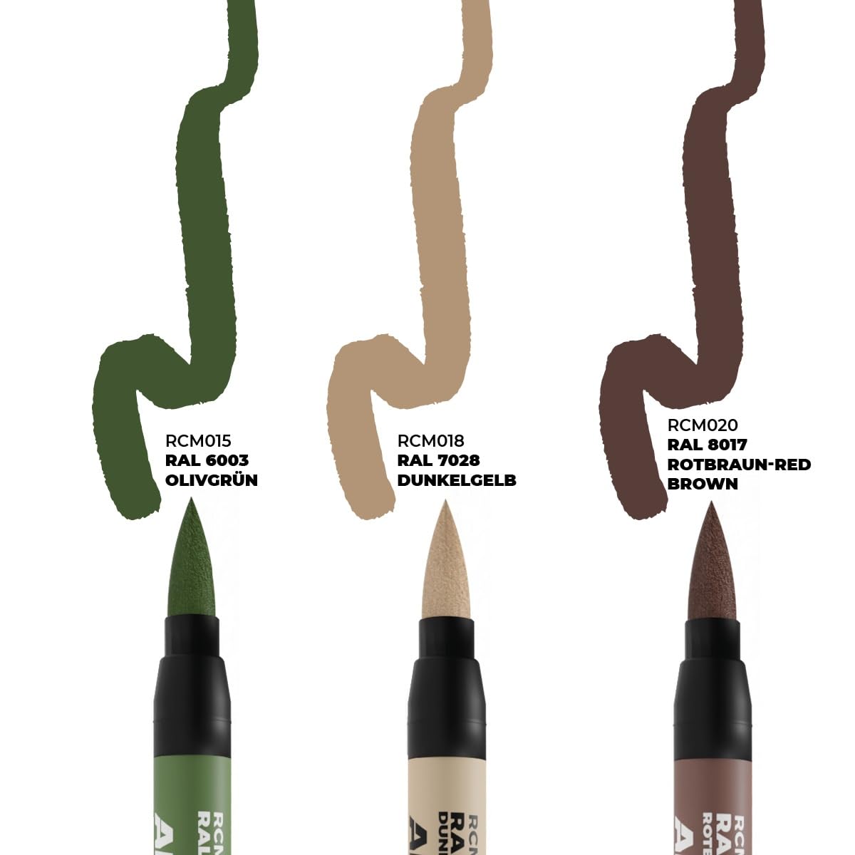 AK Interactive AK REAL COLORS MARKER SET RCM108 LATE GERMAN AFV CAMO COLORS (3pcs)