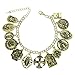 Vintage Gold Plated Catholic Religious Church Medals Charm Saints PRAY FOR US Cross Chain Bracelet Bangle