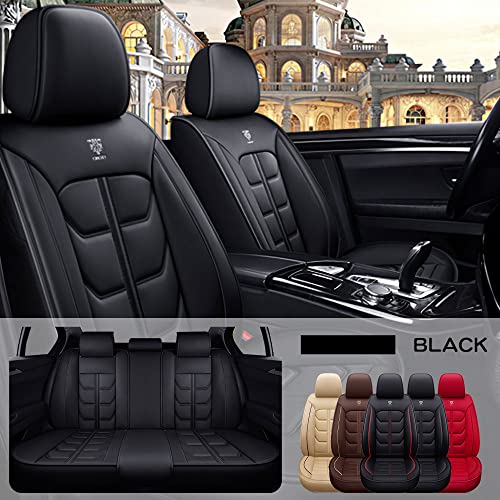 Zilituer Car Seat Covers for Ford Escape 2005-2023,PU Leather Waterproof Cushion Cover,Vehicle Interior Accessories (Full Set) Black