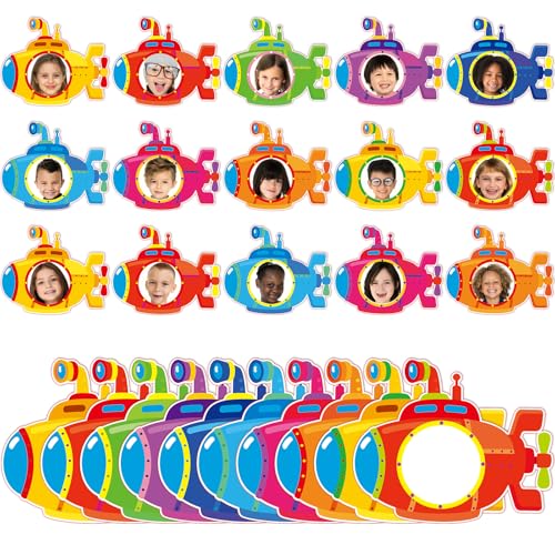 Image of gisgfim 80Pcs Summer Cutouts Submarine Decorations Under The Sea Bulletin Board Summer Ocean Paper Cut-Outs Classroom Decor for Boy Girl DIY Craft Photo Wall Kindergarten Preschool Party Favor Supply