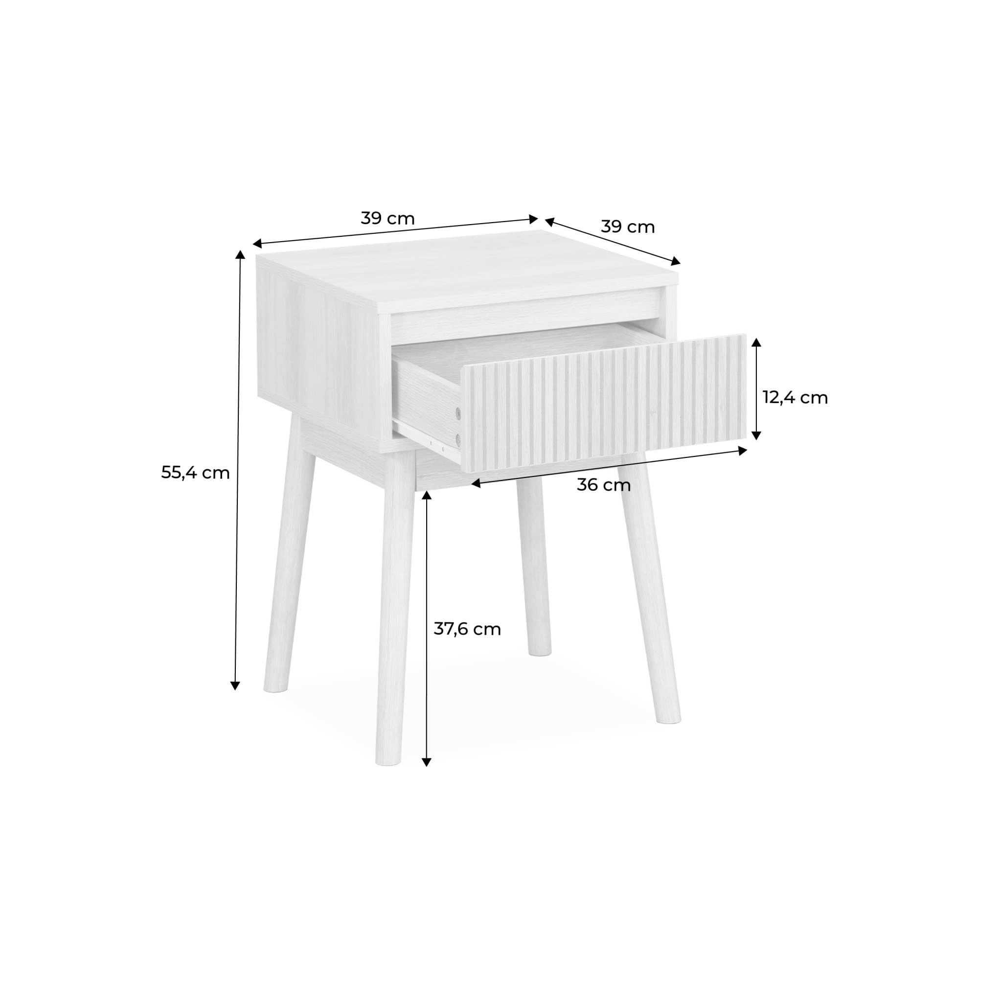 sweeek-Mesita de Noche de 1 cajón con Efecto Madera, Set de 2 Nogal - 39x39x55.4 cm