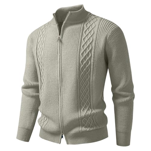 Pull en tricot jacquard homme chaud col montant chic anti-bouloche