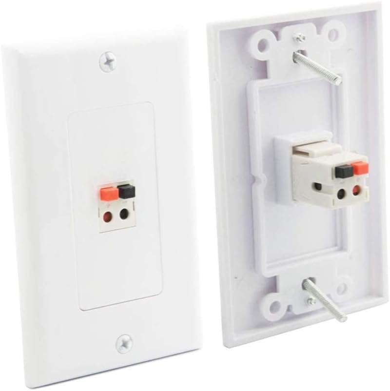 Premium Spring Loaded Speaker Wire Wall Plates and Screwless 6 Speaker Wall Plate Bundle