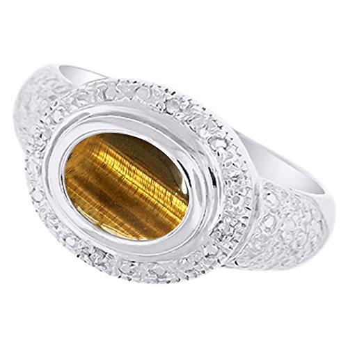 Bague œil de tigre et diamants en argent : le cadeau idéal pour femme