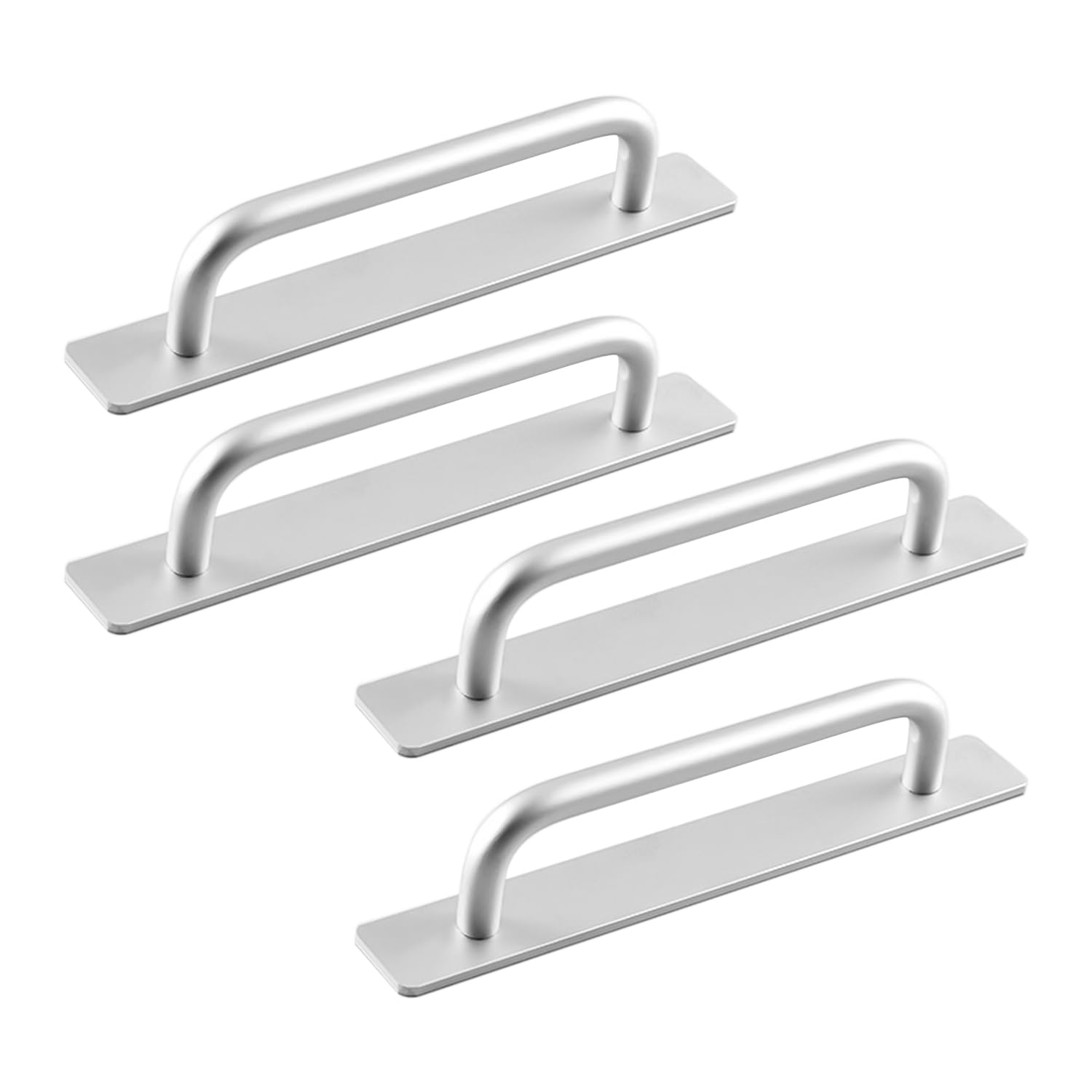 XMNIVATE 4 Cabinet Door Handles, Refrigerator Door Handles, Self-Adhesive Door Pull and Push Door Handles, Sticky Handles, Self-Adhesive Handles, Self-Adhesive Drawer Handles (Silver)