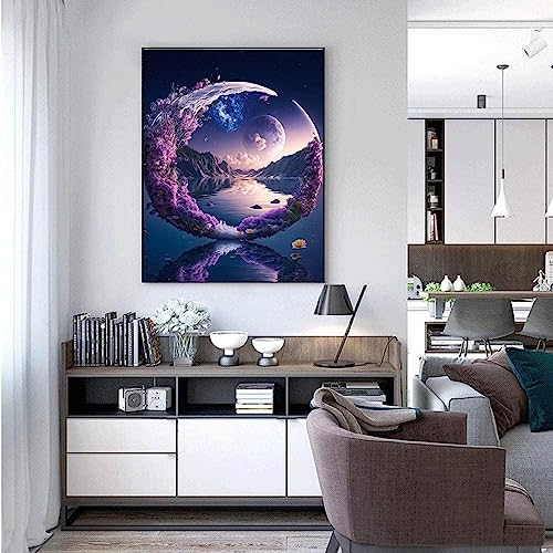DIY 5D Diamond Painting Kits for Adults, Diamond Art Crystal Moon Diamond Painting Full Drill Crystal Rhinestone Embroidery Craft Kits for Home Wall Decor Gifts 12X16Inch - Image 2