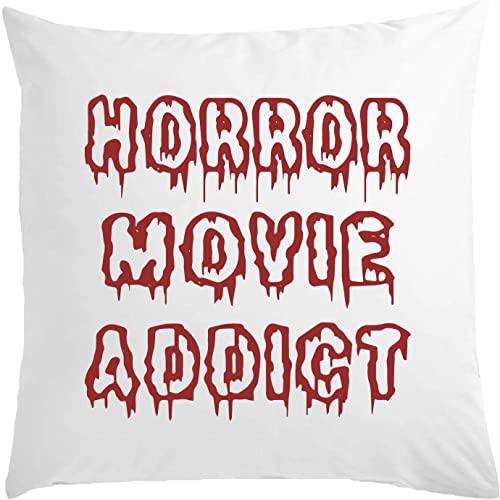 Terror Película Adicto Rojo Sangre Gráfico Almohada Blanca 40x40cm Con Relleno Blanco Un Tamaño