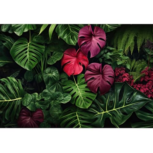 Toile de fond jungle tropicale 1,5x0,9m de feuilles vertes pour photo d'anniversaire