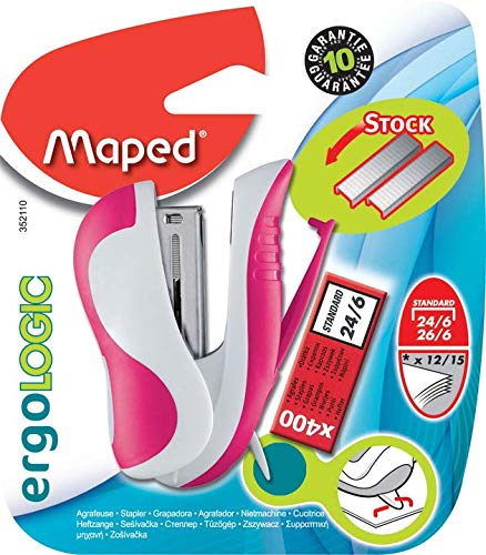 Maped - Grapadora de Oficina - Ergologic Mini 26/6 - Grapadora Manual - Zona de Apoyo Blanda - Compatible con Grapas 24/6 y 26/6 - Profundidad de Grapado de 27 mm - 3 Colores - imagen 18