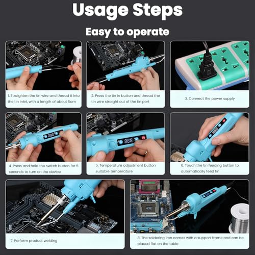 Image of Serplex 100W Digital Soldering Gun with Auto Wire Feeder, LCD Temperature Control 200-650C, Fast Heating Electric Soldering Iron Pen for Electronics Repair (EU Plug)
