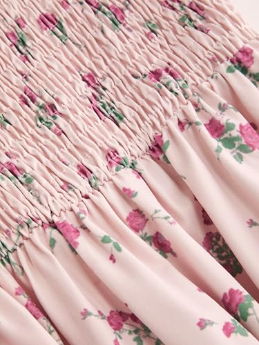 Image of CIDER Womens Floral Smocked Dresses Square Neck Long Midi Sundress | A Line, Sleeveless, Summer Outfits
