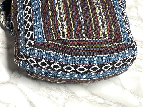 Image of Woven Hippie Crossbody - Hobo Sling Shoulder Bag - Thai Cotton Boho Messenger Purse - Medium