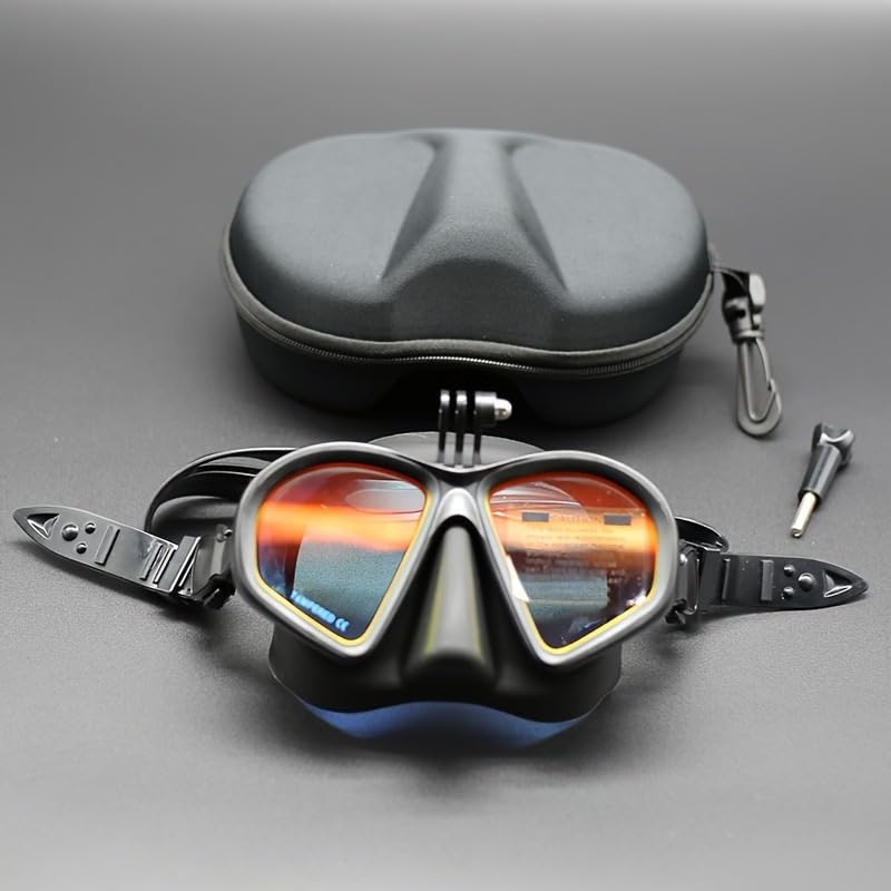 Professional Wet Low Volume Freediving Mask - Anti-Leak, Tempered Glass, Free Dive Mask - Diving, Freediving, Spearfishing - with Go-Pro Camera Mount and J-Type Snorkel