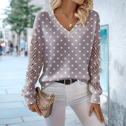 Sweater for Women Elegant Long Sleeve V Neck Lightweight Sweaters Fall Casual Pullover Trendy Vacation Clothes2