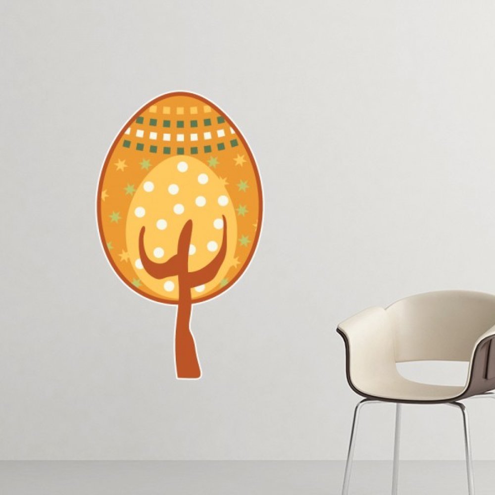Arbre de couleur Pâques religion motif amovible autocollant mural taches jaunes