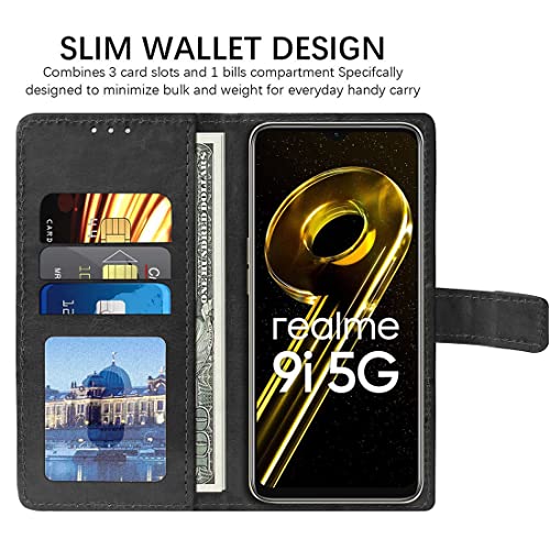 Image of Flip Cover Back Case for Realme 9i 5G | Premium Leather Finish | Inbuilt Pockets & Stand | Flip Cover Back Case for Realme 9i 5G (Black)