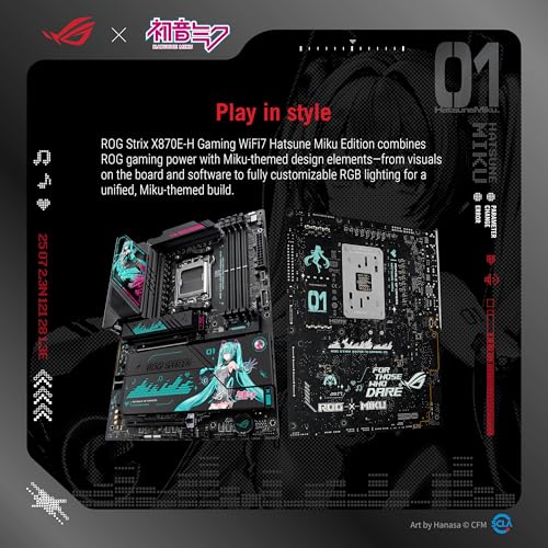 Image of ASUS ROG Strix X870E-H Gaming WIFI7 Hatsune Miku Edition AMD X870E ATX Motherboard, 16+2+1 Power Stages, Dynamic OC Switcher, Core Flex, DDR5, 4X M.2, PCIe 5.0, Dual USB4 Ports, USB 10Gbps Type-C