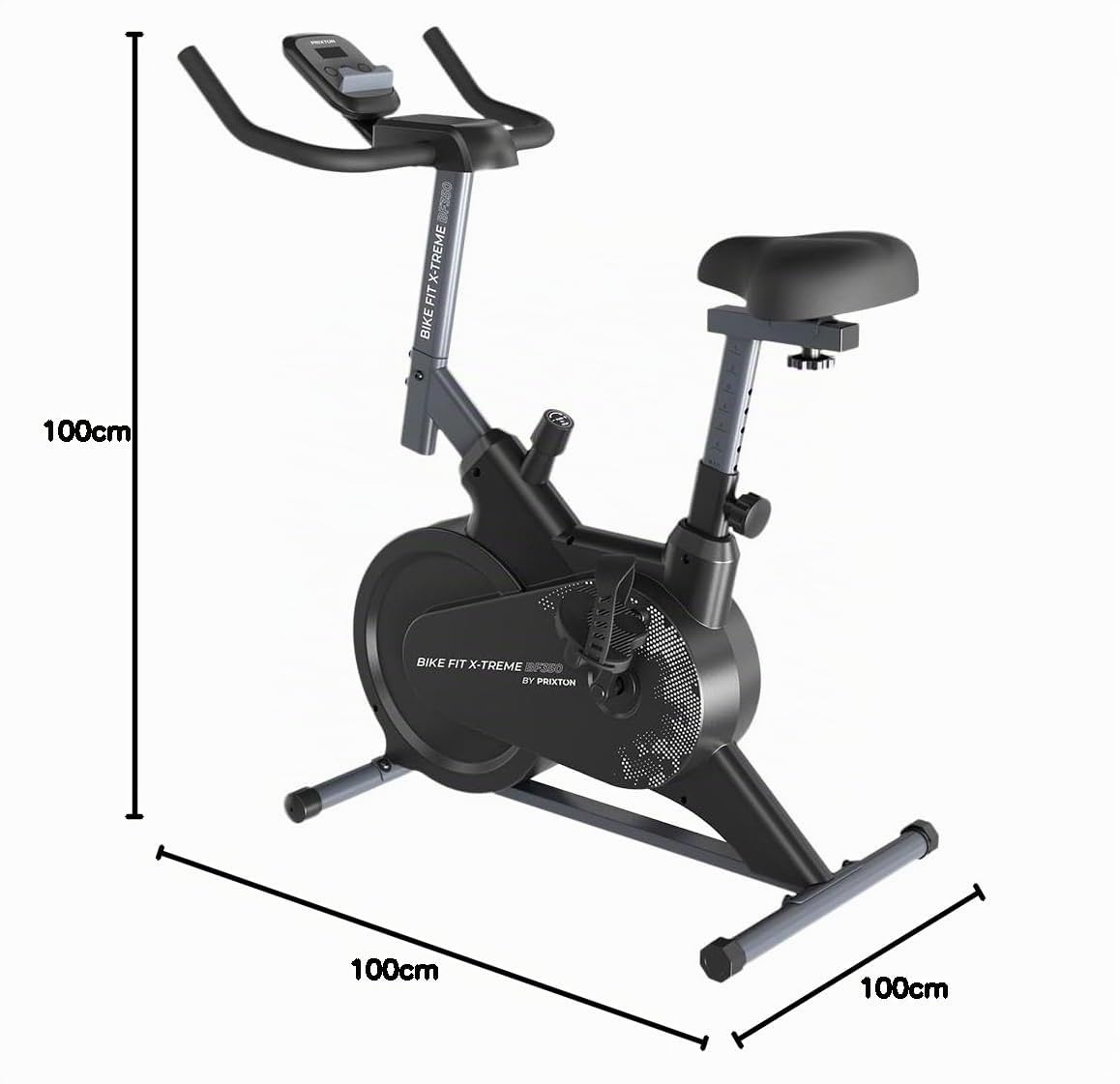 PRIXTON Bicicleta Estática Bike Fit Xtreme para cardio y fitness, Bicicleta de Spinning con Resistencia 6 kg, 7 niveles, Pulsómetro y Pantalla LED, Soporte para dispositivos