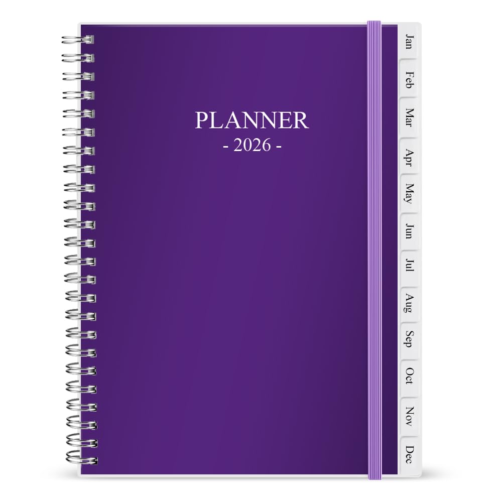 Photo 1 of 2026 Planner - Monthly Planner Runs January 2026 to December 2026, 6.25" x 8.25", 12 Monthly Tabs, 14 Notes Page, Inner Pocket, Flexible Cover with Twin-Wire Binding, Planners 2026, Purple