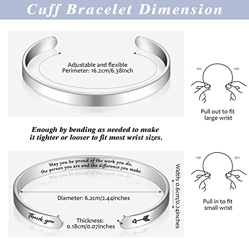 Fumete 12 Pcs Inspirational Bracelets for Women Thank You Gifts for Women Motivational Engraved Coworker Employee Bracelets2