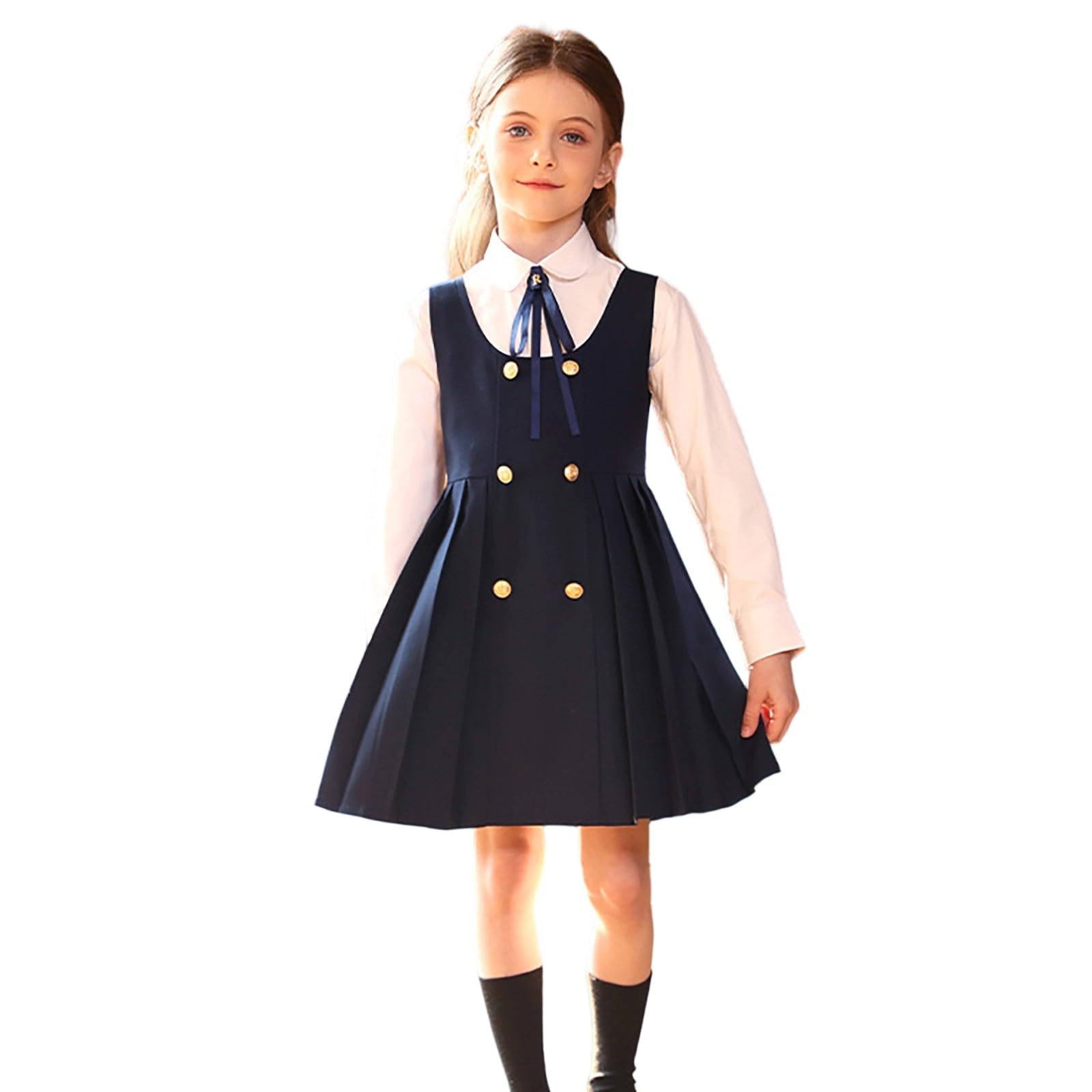 Vestido Escolar Plisado de Estilo británico para niñas, Corte en A, sin Mangas, Ideal para actuaciones de Danza.