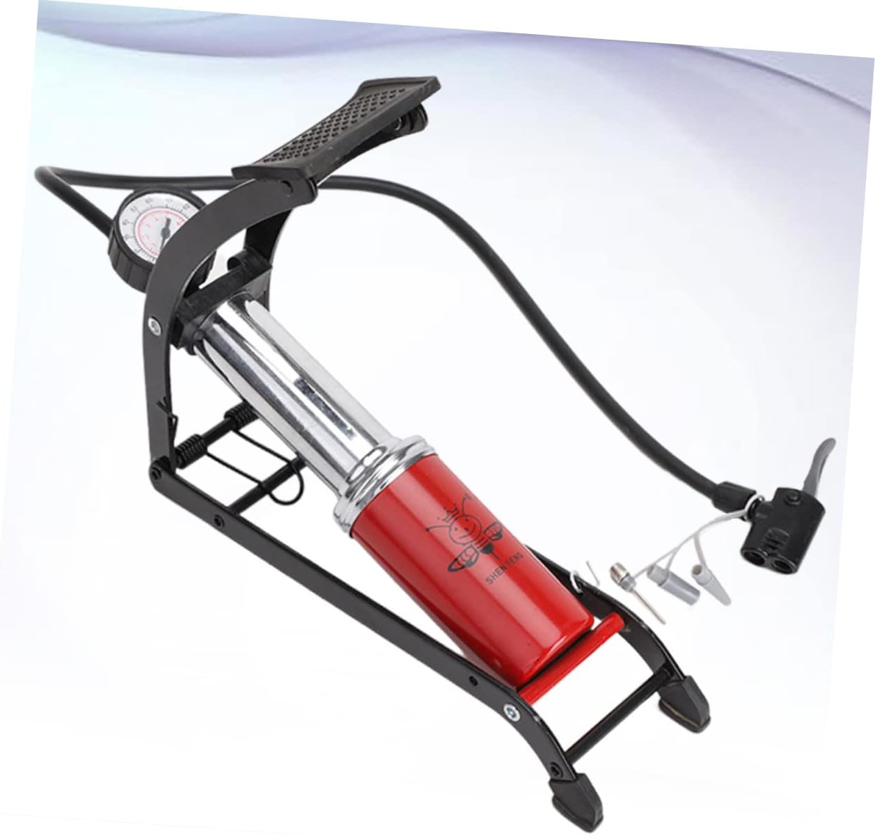 Portable High-Pressure Foot Pump Tire Floor Pump Mini Bike Pressure Gauge for Cars Bikes