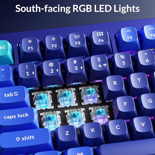 Image of Keychron Q1 RGB Wired Custom Mechanical Keyboard Knob Version, 75% Layout QMK /VIA Programmable Macro with Hot-swappable Gateron G Pro Blue Switch Double Gasket Compatible with Mac Windows Linux (Blue)