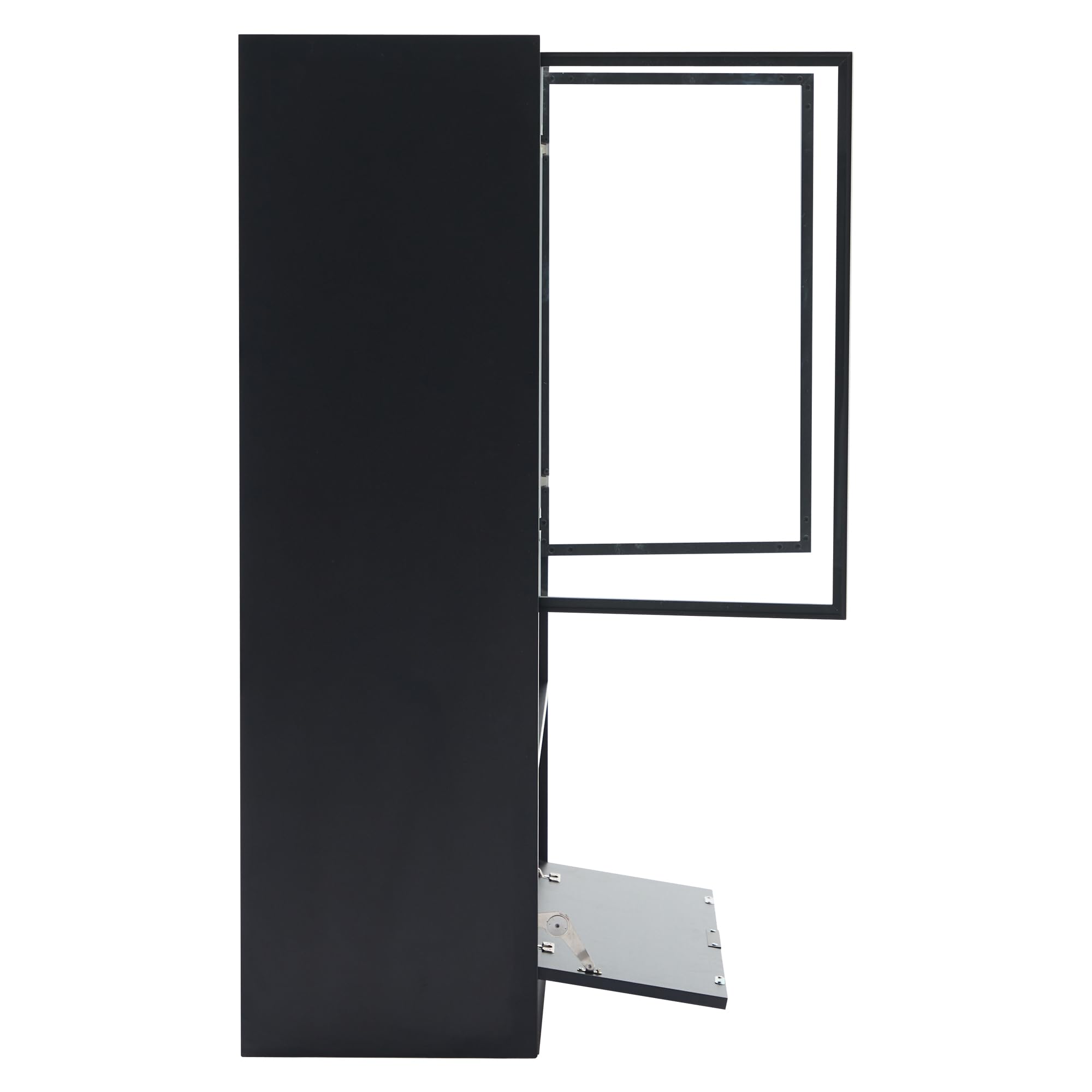 Vitrina moderna con LED, color negro mate, altura 120 cm, con iluminación LED de 16 colores, vitrina de cristal con iluminación, armario de salón con puertas de cristal y puerta abatible