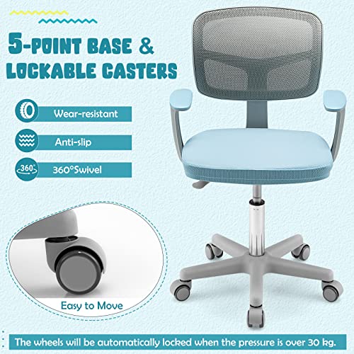 Chaise de bureau enfant réglable en maille avec frein - 7